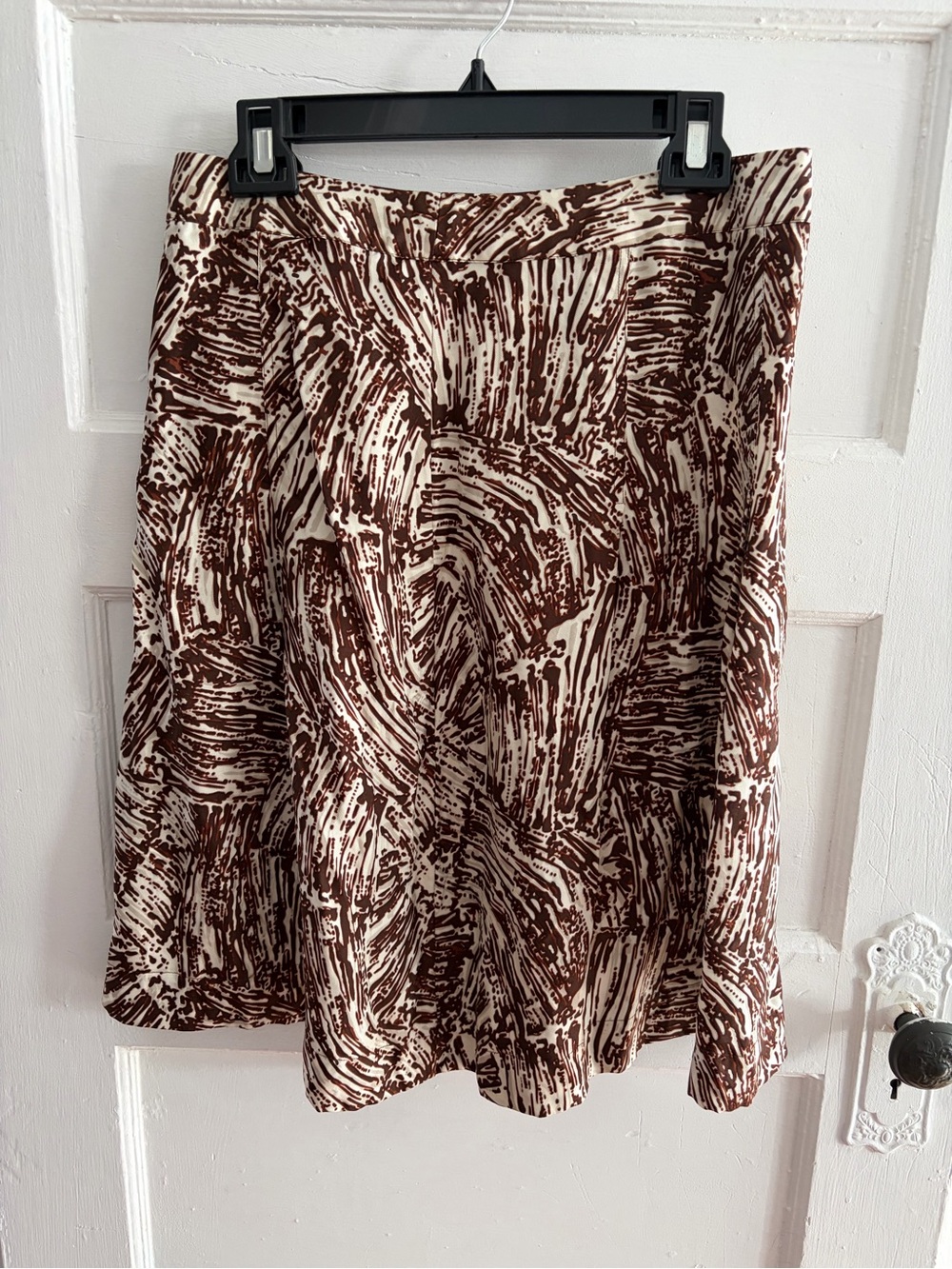 Brown and Cream Patterned Silk Skirt